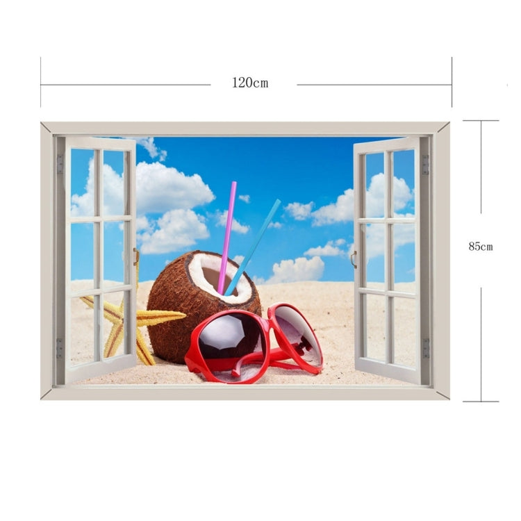 3D Scenery Window View Removable Wall Art Sticker, Size: 85 x 120 x 0.3 cm