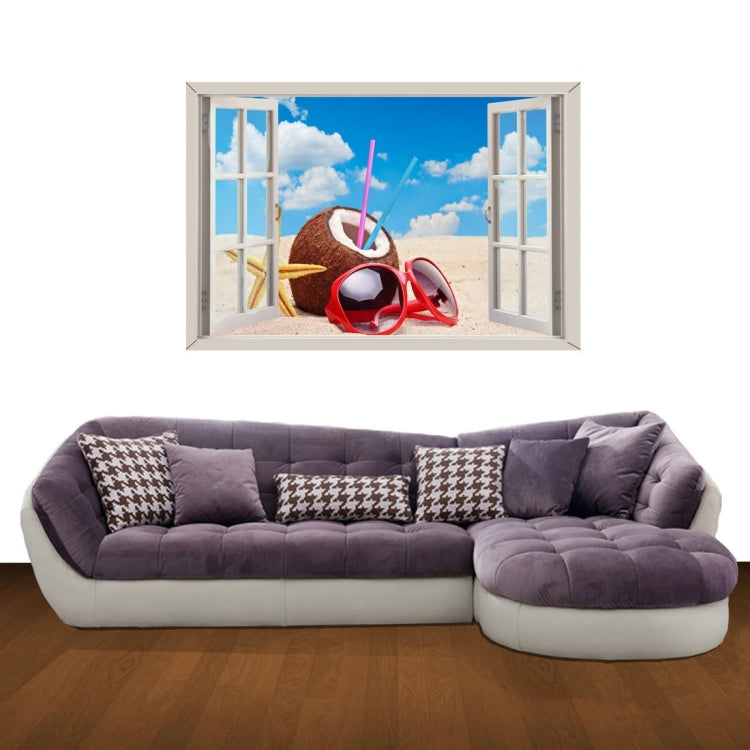 3D Scenery Window View Removable Wall Art Sticker, Size: 85 x 120 x 0.3 cm