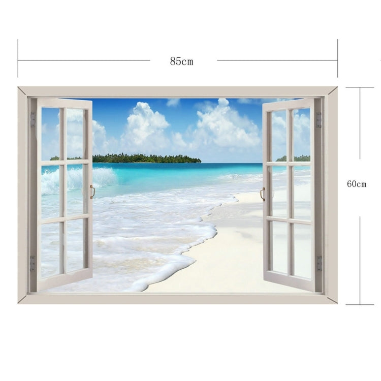 3D Seascape Window View Removable Wall Art Sticker, Size: 60 x 85 x 0.3 cm
