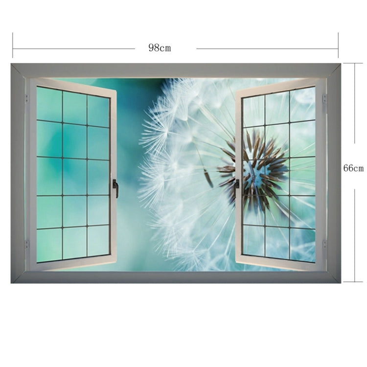 3D Dandelion Window View Removable Wall Art Sticker, Size: 66 x 98 x 0.3 cm