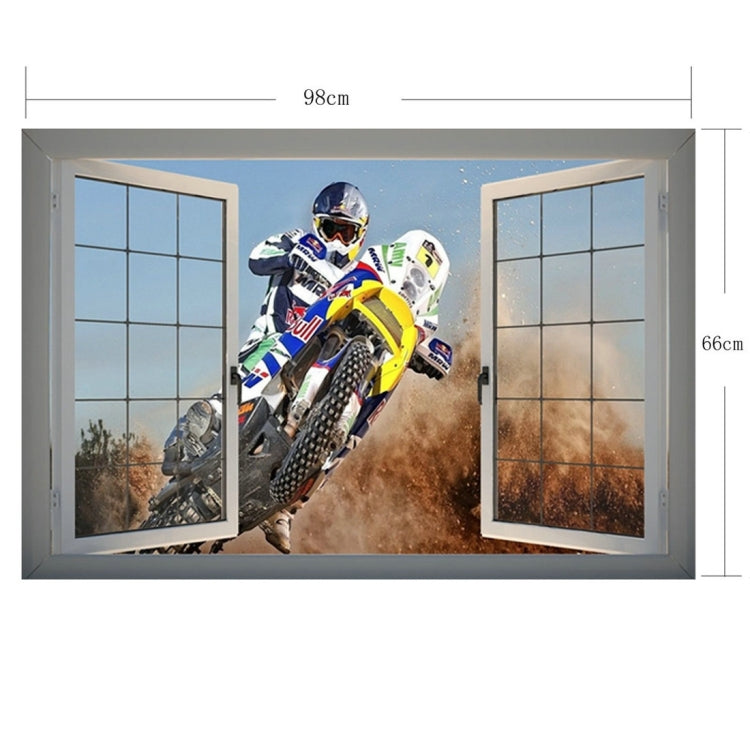 3D Handsome Racing Window View Removable Wall Art Sticker, Size: 66 x 98 x 0.3 cm