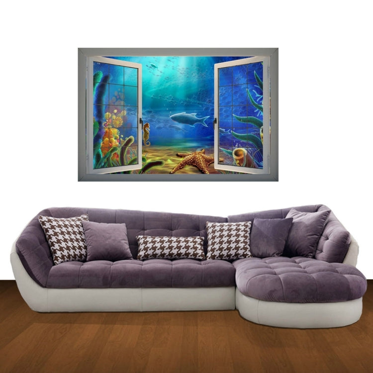 3D Underwater World Window View Removable Wall Art Sticker, Size: 66 x 98 x 0.3 cm