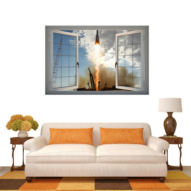 3D Spacecraft Window View Removable Wall Art Sticker, Size: 66 x 98 x 0.3 cm