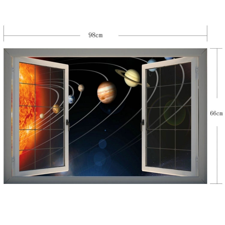 3D Universe Planets Window View Removable Wall Art Sticker, Size: 66 x 98 x 0.3 cm
