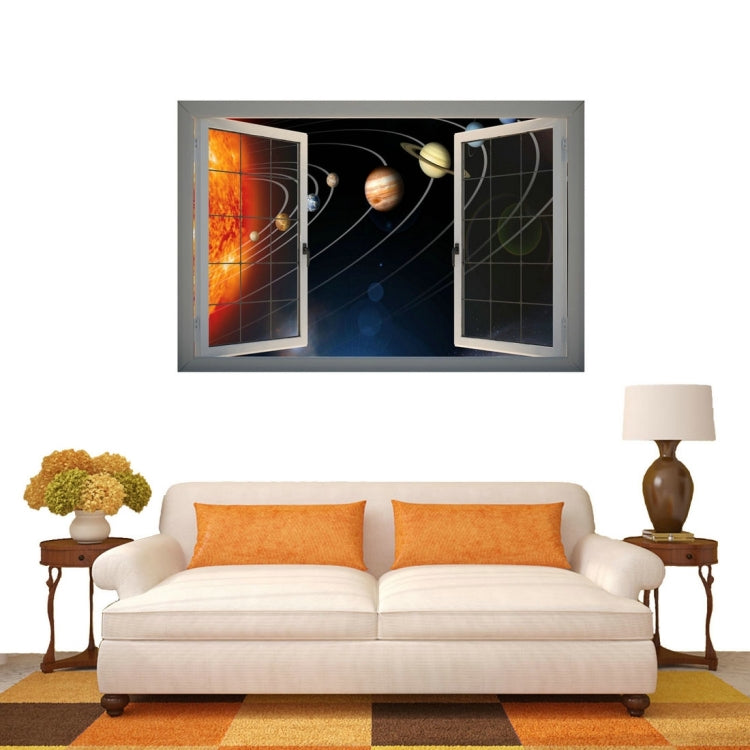 3D Universe Planets Window View Removable Wall Art Sticker, Size: 66 x 98 x 0.3 cm