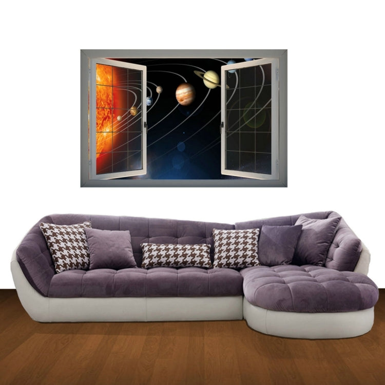 3D Universe Planets Window View Removable Wall Art Sticker, Size: 66 x 98 x 0.3 cm