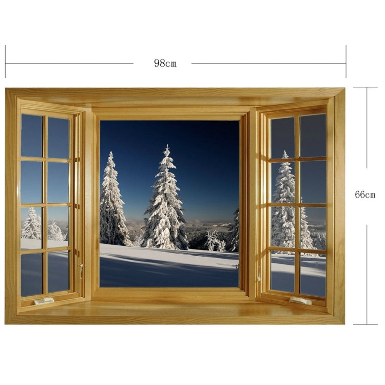 3D Snowscape Window View Removable Wall Art Sticker, Size: 66 x 98 x 0.3 cm