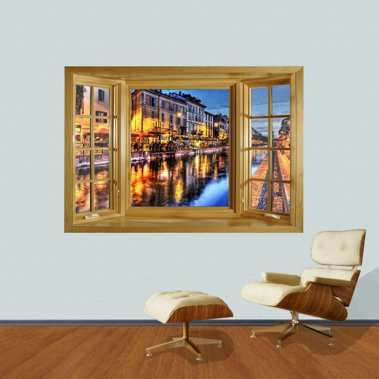3D Fashion City Window View Removable Wall Art Sticker, Size: 66 x 98 x 0.3 cm