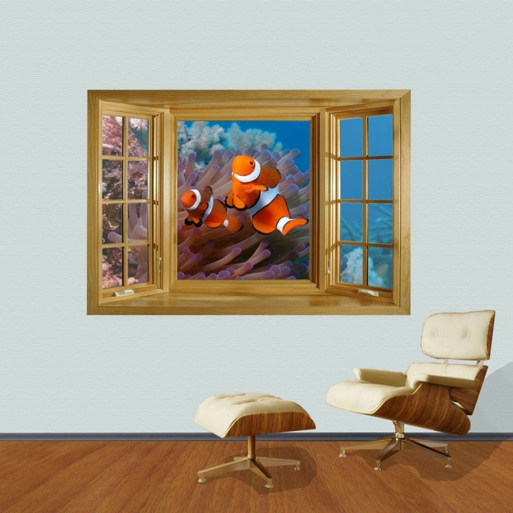 3D Dreamy Underwater World Window View Removable Wall Art Sticker, Size: 66 x 98 x 0.3 cm
