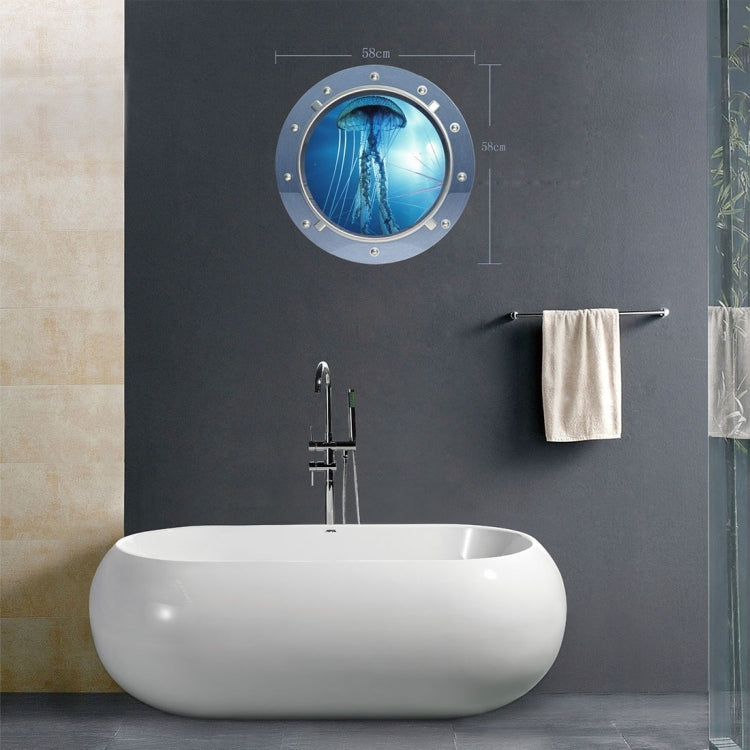 3D Scenery View Removable Circular Bathroom Wall Art Sticker, Size: 58 x 58 x 0.3 cm
