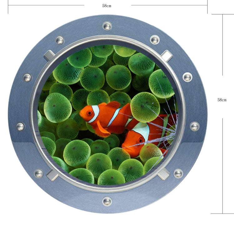 3D Goldfish View Removable Circular Bathroom Wall Art Sticker, Size: 58 x 58 x 0.3 cm