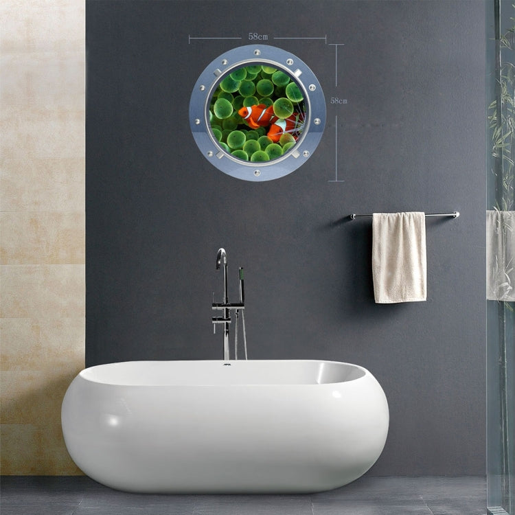 3D Goldfish View Removable Circular Bathroom Wall Art Sticker, Size: 58 x 58 x 0.3 cm