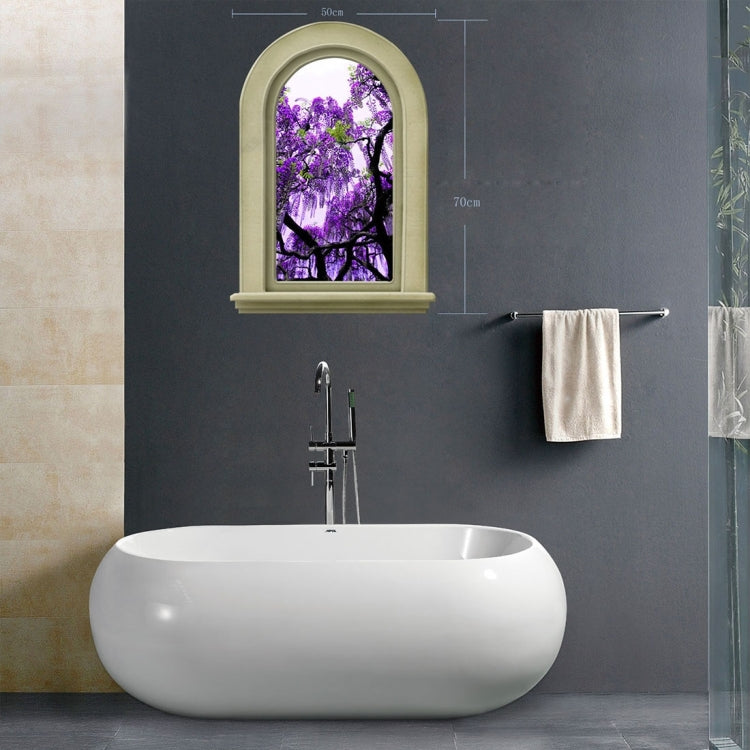 3D Elegant Purple Flowers Tree View Removable Bathroom Wall Art Sticker, Size: 70 x 50 x 0.3 cm
