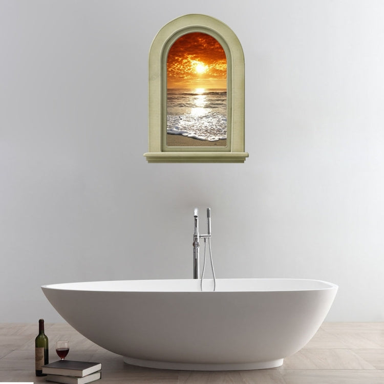 3D Sea Sunset View Removable Bathroom Wall Art Sticker, Size: 70 x 50 x 0.3 cm