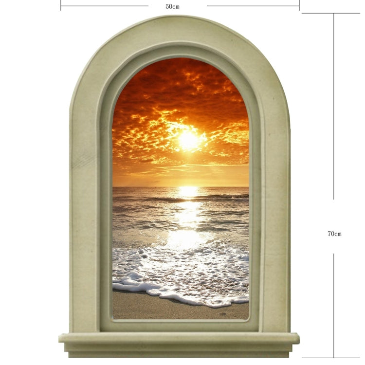 3D Sea Sunset View Removable Bathroom Wall Art Sticker, Size: 70 x 50 x 0.3 cm