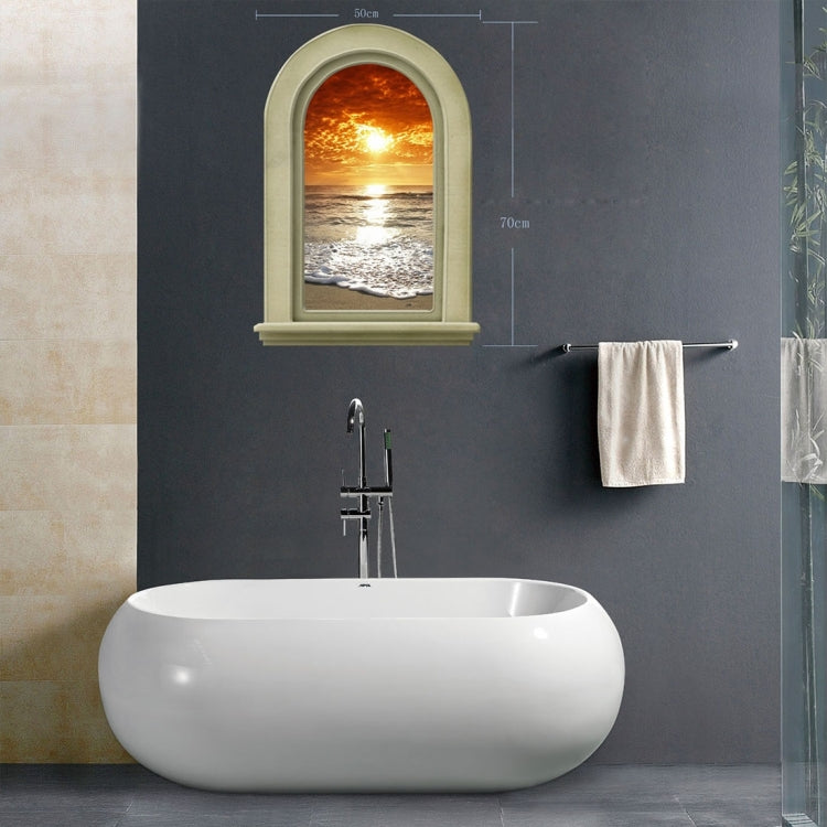 3D Sea Sunset View Removable Bathroom Wall Art Sticker, Size: 70 x 50 x 0.3 cm