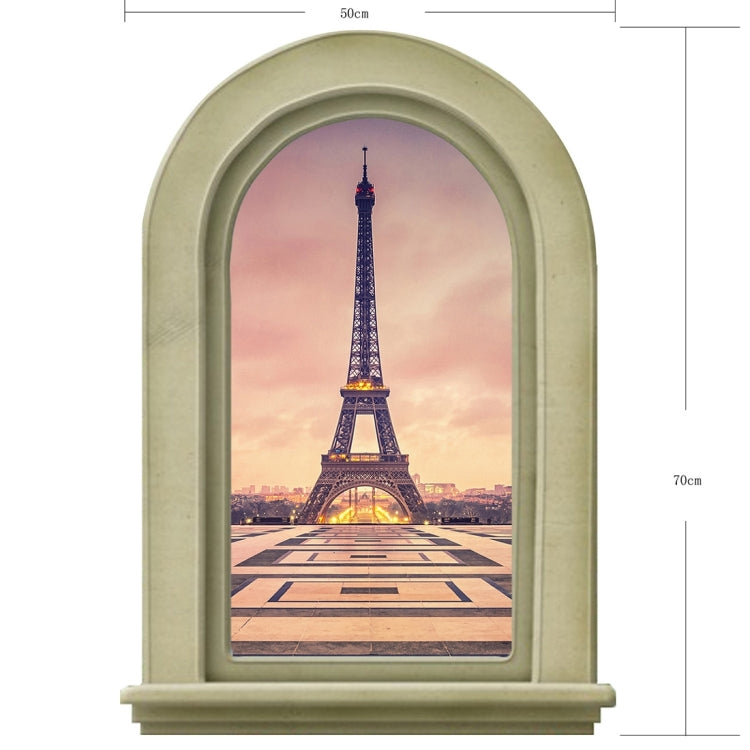 3D Tower View Removable Bathroom Wall Art Sticker, Size: 70 x 50 x 0.3 cm