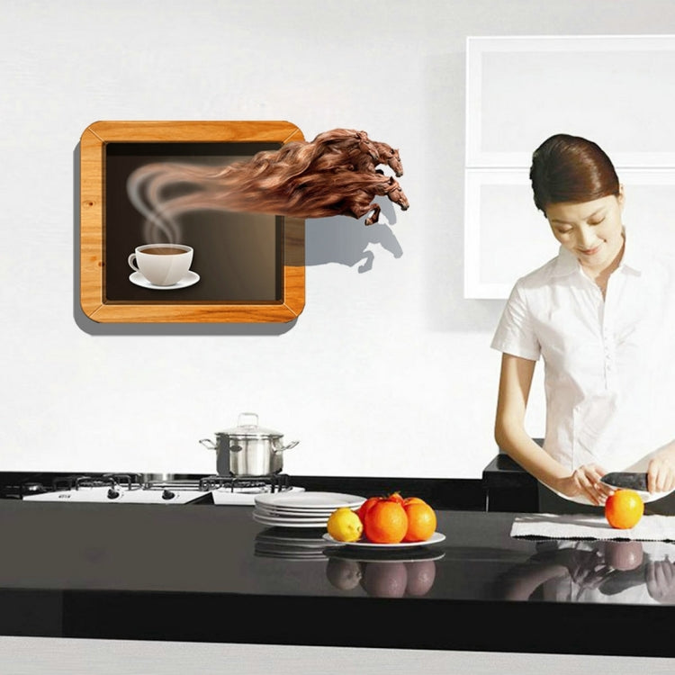 3D Coffee & Horse Removable Wall Art Stickers, Size: 91.7 x 58 x 0.3 cm