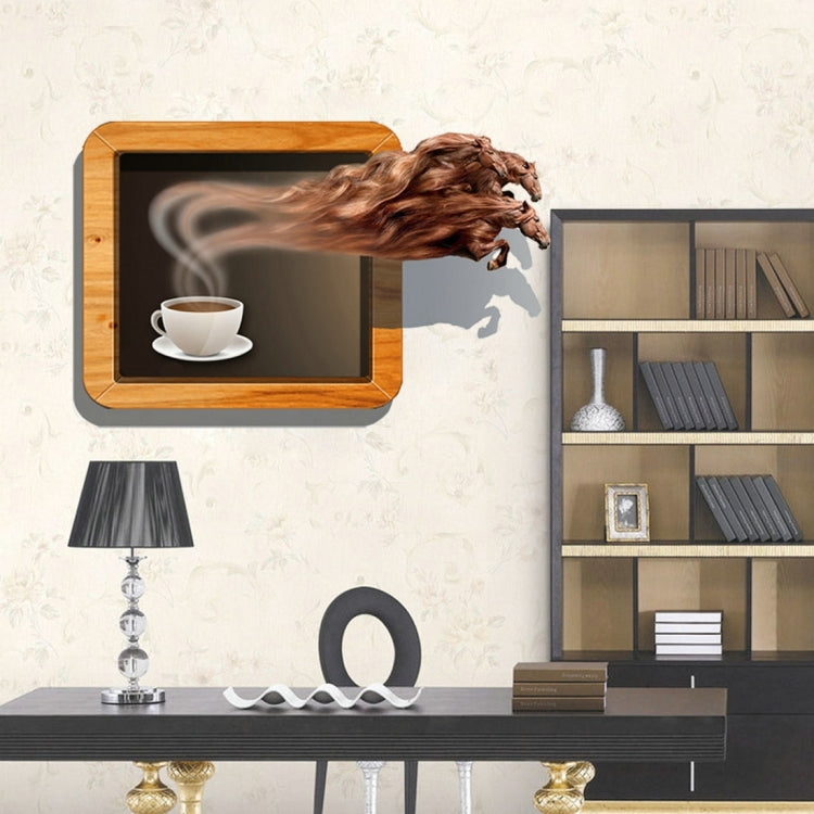3D Coffee & Horse Removable Wall Art Stickers, Size: 91.7 x 58 x 0.3 cm