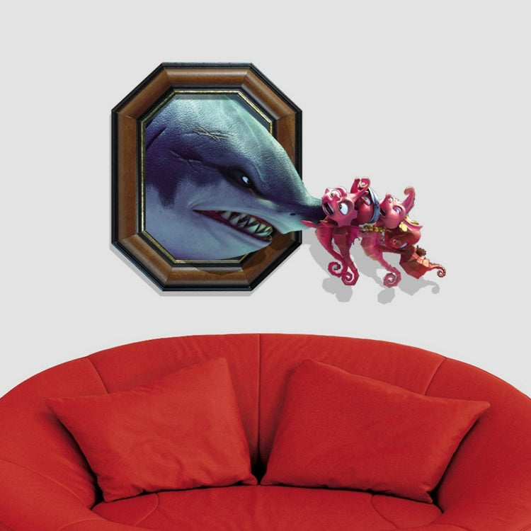 3D Shark & Sea Horse Removable Wall Art Stickers, Size: 81.7 x 58 x 0.3 cm