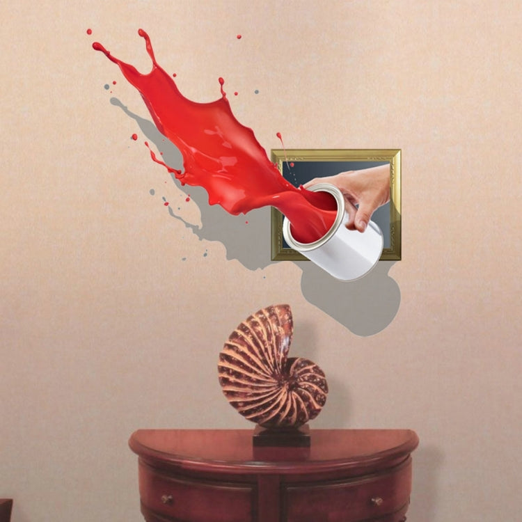 3D Splash Red Paint Removable Wall Art Stickers, Size: 60.6 x 58 x 0.3 cm