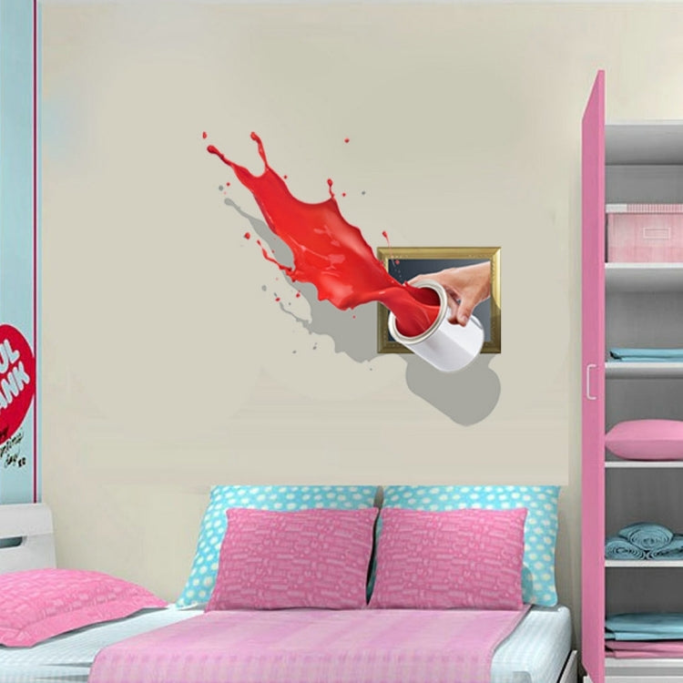 3D Splash Red Paint Removable Wall Art Stickers, Size: 60.6 x 58 x 0.3 cm