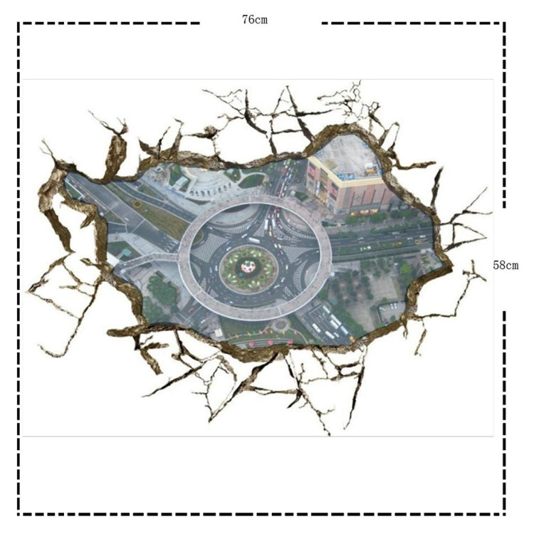 3D Flyover Removable Wall Art Stickers, Size: 76 x 58 x 0.3 cm