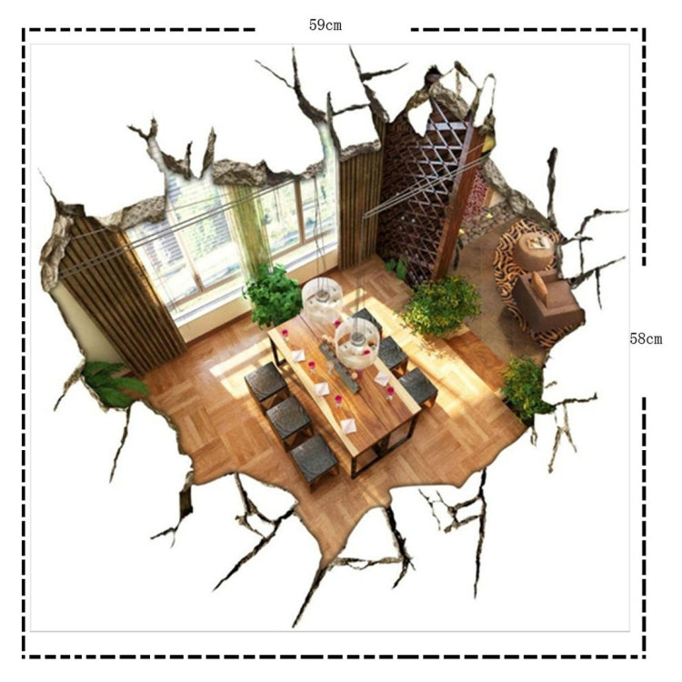 3D Living Room Removable Wall Art Stickers, Size: 59 x 58 x 0.3 cm
