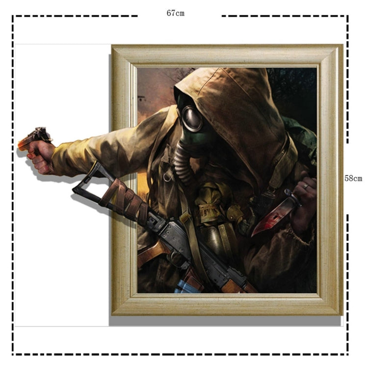 3D Warrior Removable Wall Art Stickers, Size: 67 x 58 x 0.3 cm