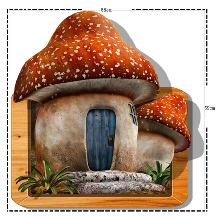 3D Mushroom House Removable Wall Art Stickers, Size: 59 x 58 x 0.3 cm