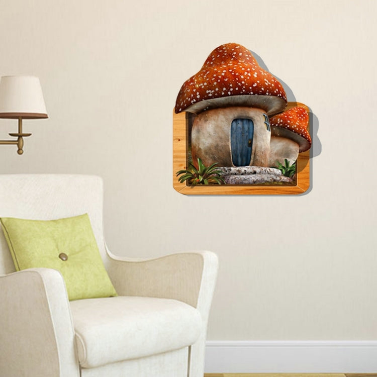 3D Mushroom House Removable Wall Art Stickers, Size: 59 x 58 x 0.3 cm