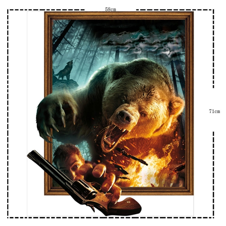 3D Bear Removable Wall Art Stickers, Size: 71 x 58 x 0.3 cm
