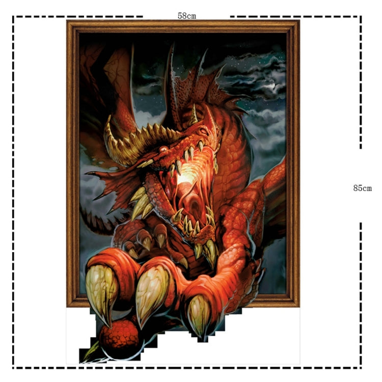 3D Dragon Removable Wall Art Stickers, Size: 85 x 58 x 0.3 cm