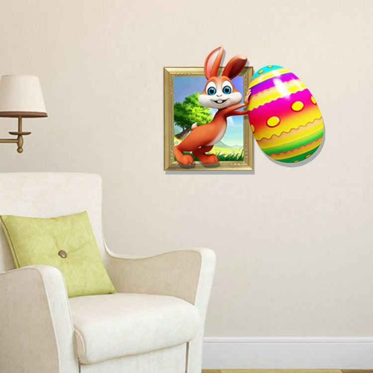 3D Rabbit & Egg Removable Wall Art Stickers, Size: 71 x 58 x 0.3 cm