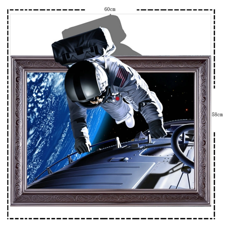 3D Astronaut Removable Wall Art Stickers, Size: 60 x 58 x 0.3 cm