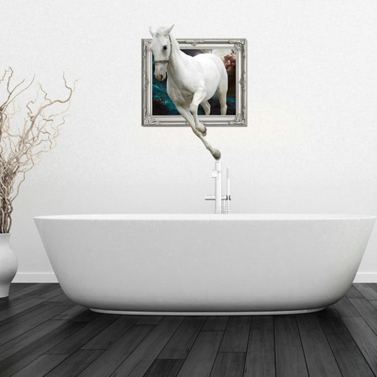 3D White Horse Removable Bathroom Art Stickers, Size: 74.4 x 58 x 0.3 cm