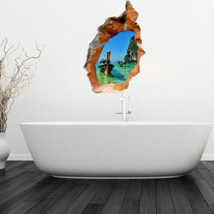 3D Seaside Removable Bathroom Art Stickers, Size: 84.9 x 58 x 0.3 cm