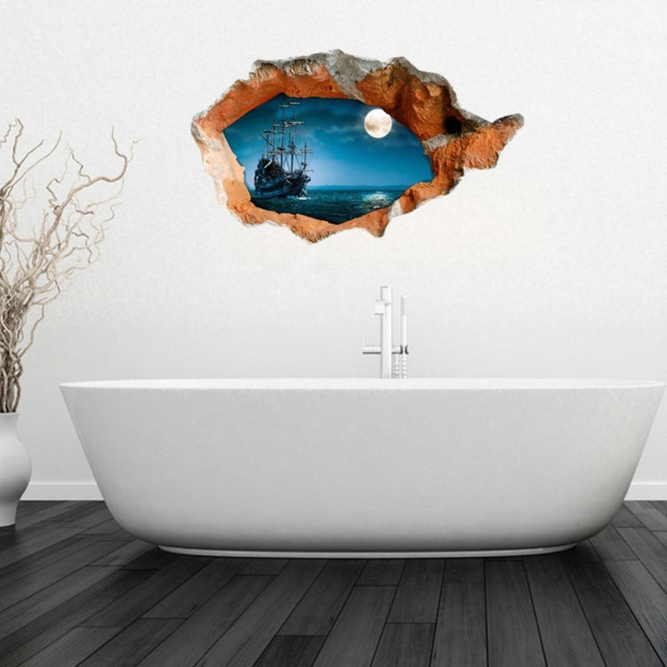 3D Sailing Removable Bathroom Art Stickers, Size: 97.6 x 58 x 0.3 cm