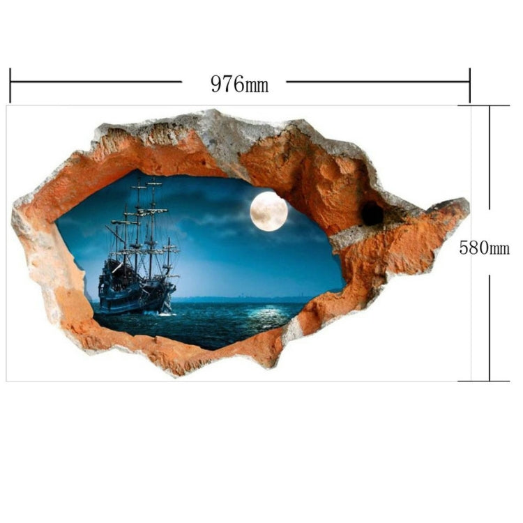 3D Sailing Removable Bathroom Art Stickers, Size: 97.6 x 58 x 0.3 cm