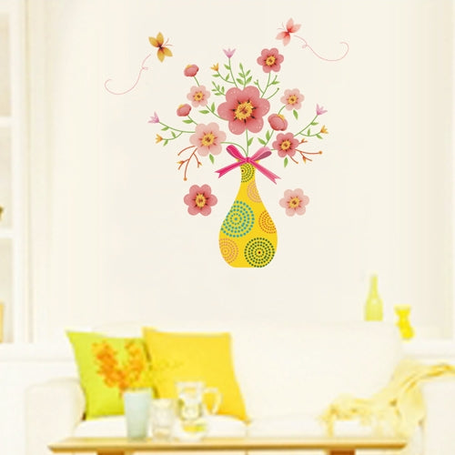 DIY Fashion Self Adhesive PVC Removable Wall Stickers / House Interior Decoration Pictures -- Vase & Butterfly, Size: 70cm x 50cm