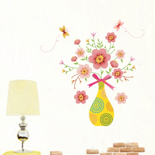 DIY Fashion Self Adhesive PVC Removable Wall Stickers / House Interior Decoration Pictures -- Vase & Butterfly, Size: 70cm x 50cm
