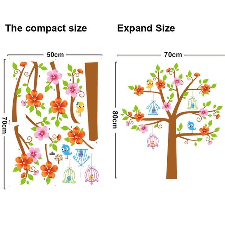 DIY Fashion Self Adhesive PVC Removable Wall Stickers / House Interior Decoration Pictures -- Tree & Birds, Size : 70cm x 50cm