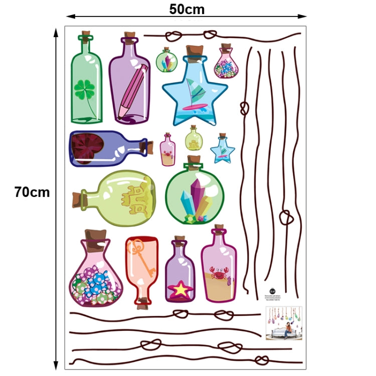 DIY Fashion Self Adhesive PVC Removable Wall Stickers / House Interior Decoration Pictures -- Wishing Bottle, Size: 70cm x 50cm