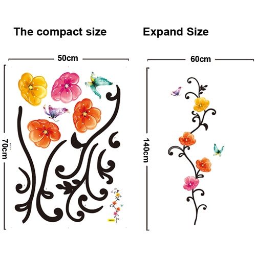 DIY Fashion Self Adhesive PVC Removable Wall Stickers / House Interior Decoration Pictures -- Flowers & Butterflies, Size: 70cm x 50cm