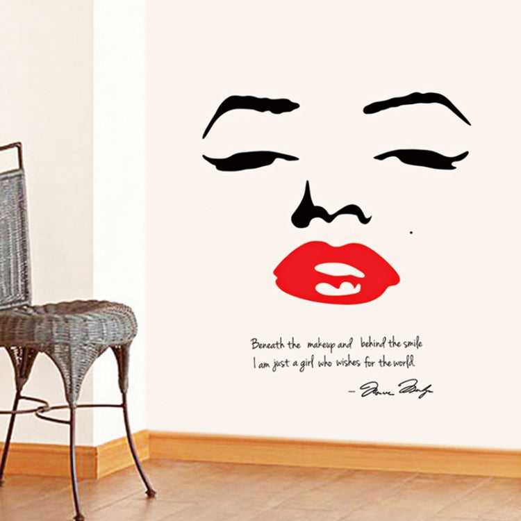 DIY Fashion Self Adhesive PVC Removable Wall Stickers / House Interior Decoration Pictures -- Red Lip Girl, Size: 70cm x 50cm