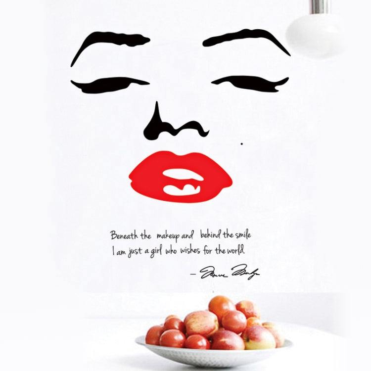 DIY Fashion Self Adhesive PVC Removable Wall Stickers / House Interior Decoration Pictures -- Red Lip Girl, Size: 70cm x 50cm