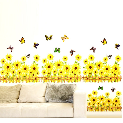 DIY Fashion Self Adhesive PVC Removable Wall Stickers / House Interior Decoration Pictures -- Sunflower & Butterfly, Size: 70cm x 50cm