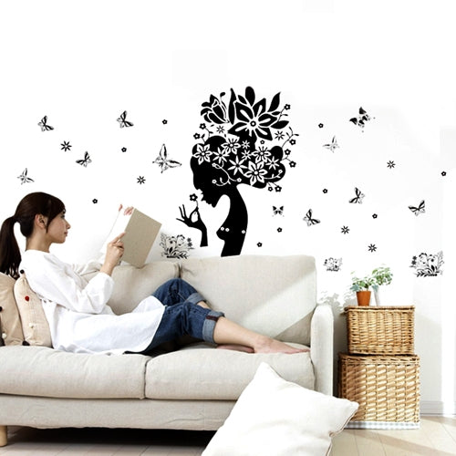 DIY Fashion Self Adhesive PVC Removable Wall Stickers / House Interior Decoration Pictures -- Flower Fairy, Size: 70cm x 50cm