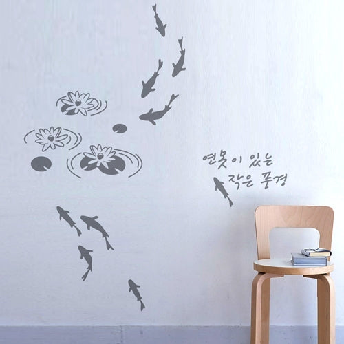 DIY Fashion Self Adhesive PVC Removable Wall Stickers / House Interior Decoration Pictures -- Lotus & Carp, Size: 70cm x 50cm