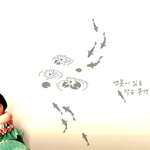 DIY Fashion Self Adhesive PVC Removable Wall Stickers / House Interior Decoration Pictures -- Lotus & Carp, Size: 70cm x 50cm